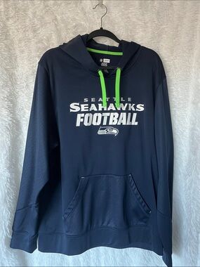 NFL Seattle Seahawks Navy Hoodie with Neon Green Drawcords
